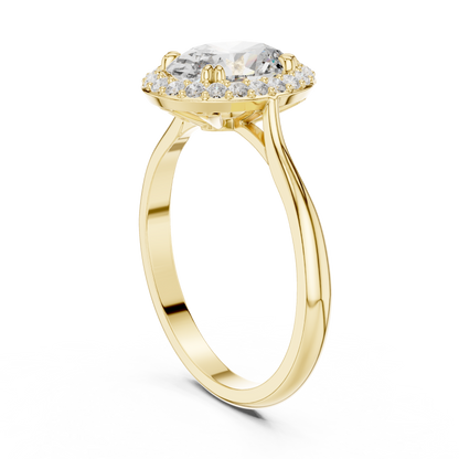 1.25 Ct Oval Halo Lab Grown Diamond Solitaire Ring