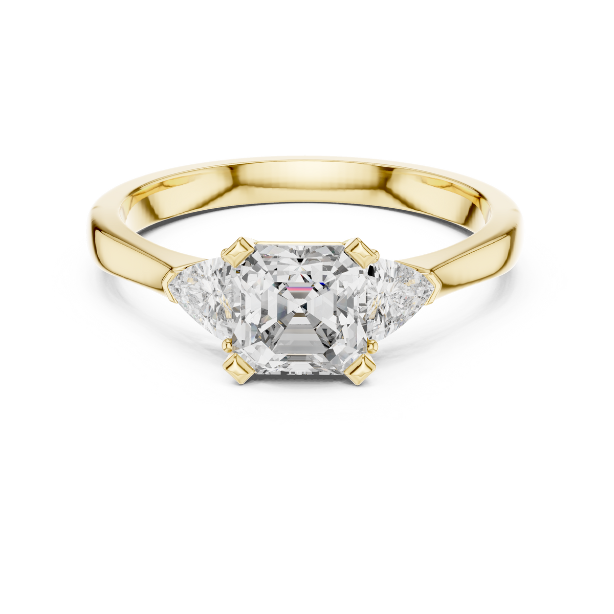 1.00 Ct Asscher-Trillion Cut Three-Stone Lab Grown Diamond Solitaire Ring