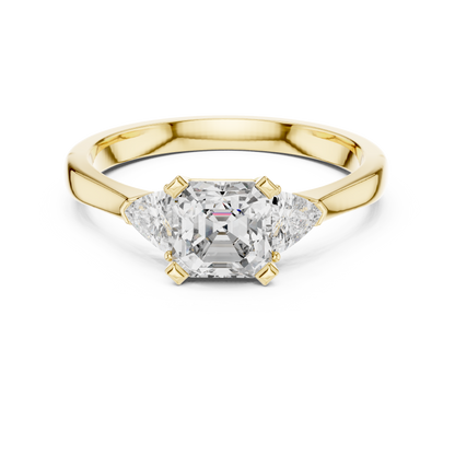 1.00 Ct Asscher-Trillion Cut Three-Stone Lab Grown Diamond Solitaire Ring
