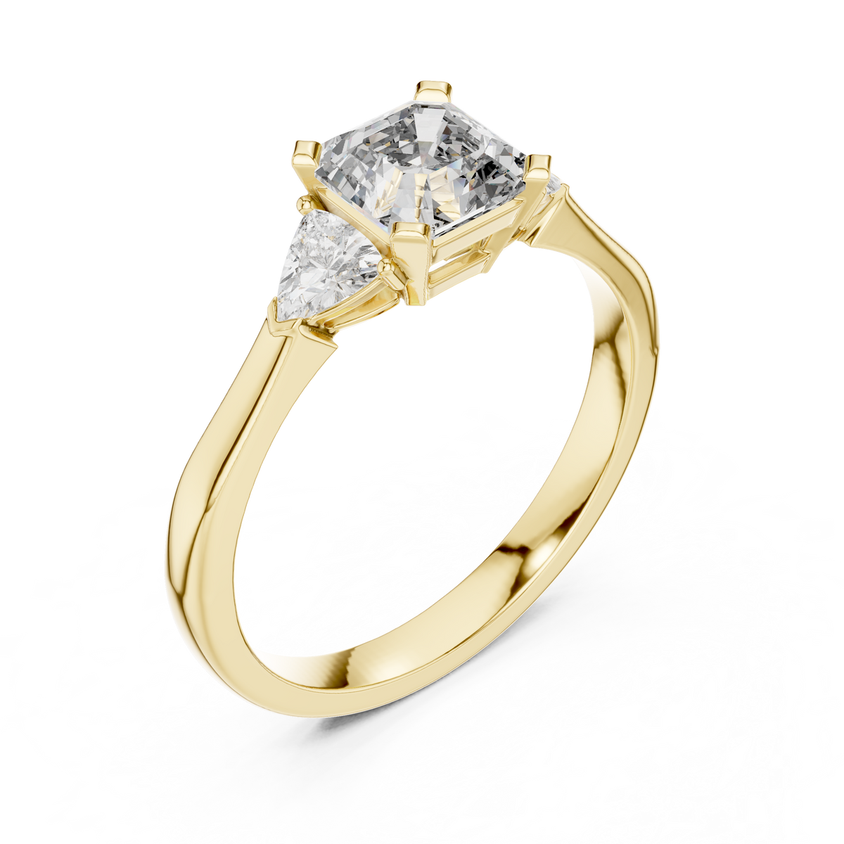 1.00 Ct Asscher-Trillion Cut Three-Stone Lab Grown Diamond Solitaire Ring