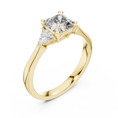 1.00 Ct Asscher-Trillion Cut Three-Stone Lab Grown Diamond Solitaire Ring