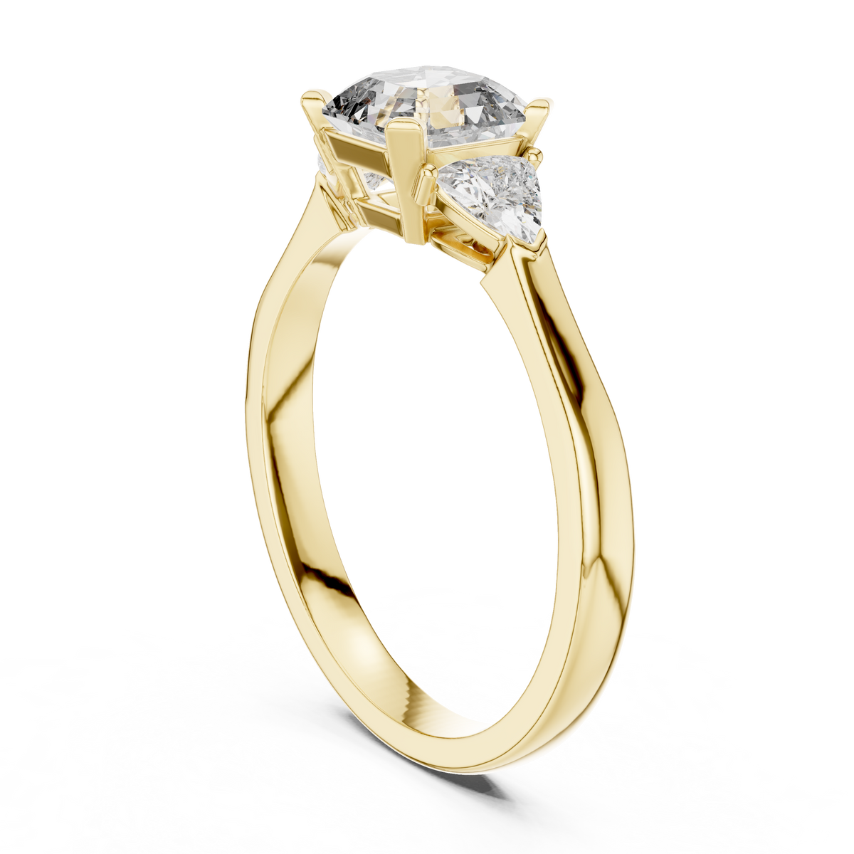 1.00 Ct Asscher-Trillion Cut Three-Stone Lab Grown Diamond Solitaire Ring