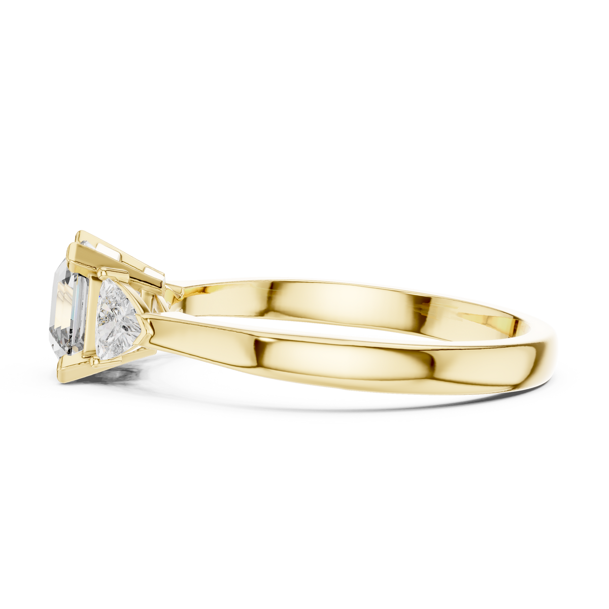 1.00 Ct Asscher-Trillion Cut Three-Stone Lab Grown Diamond Solitaire Ring