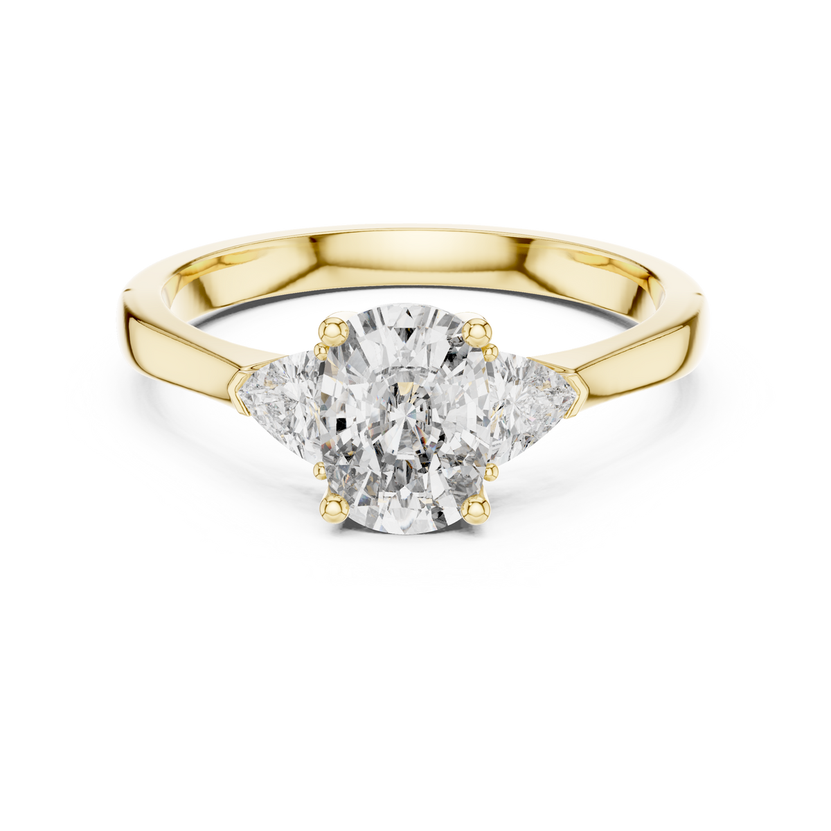 1.00 Ct Cushion-Trillion Cut Three-Stone Lab Grown Diamond Solitaire Ring