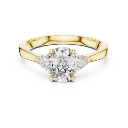 1.00 Ct Cushion-Trillion Cut Three-Stone Lab Grown Diamond Solitaire Ring