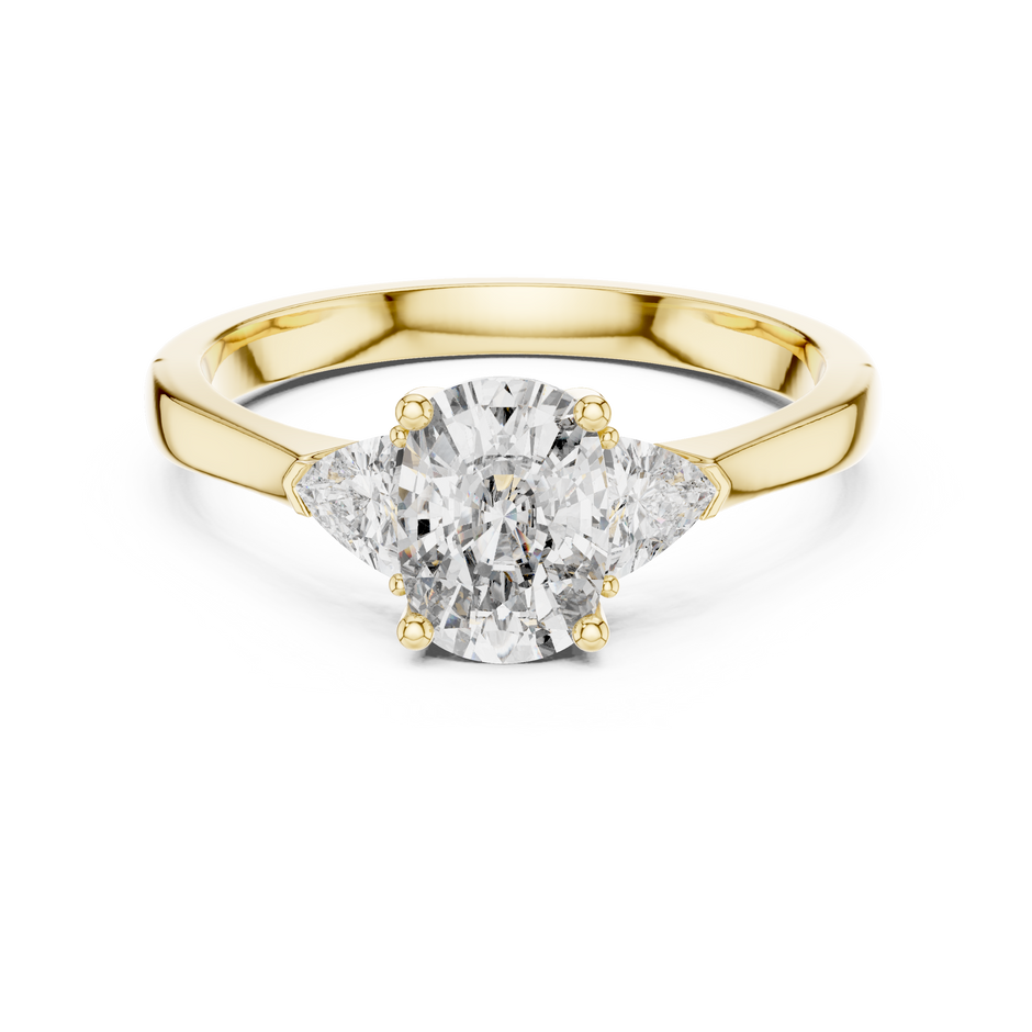 1.00 Ct Cushion-Trillion Cut Three-Stone Lab Grown Diamond Solitaire Ring