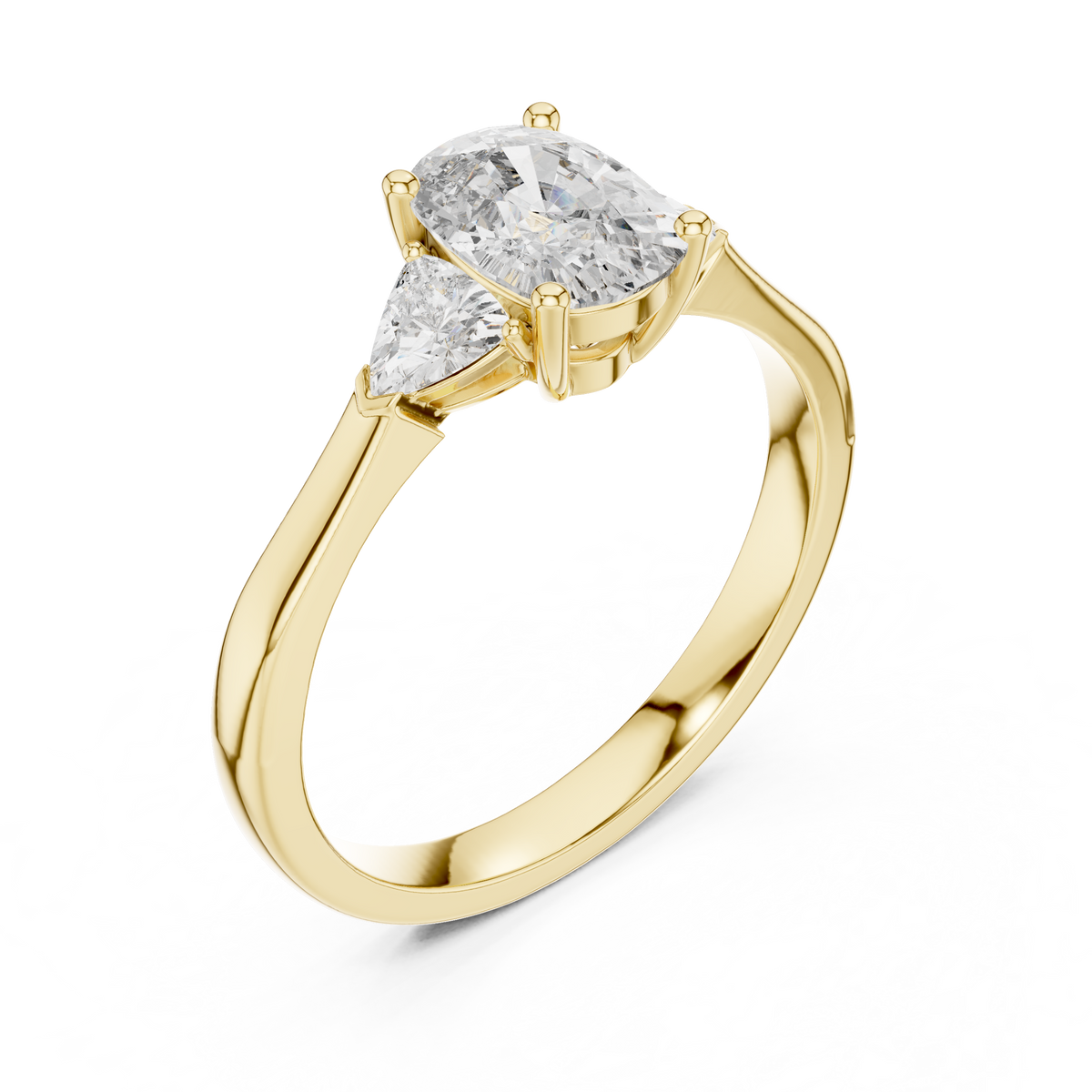 1.00 Ct Cushion-Trillion Cut Three-Stone Lab Grown Diamond Solitaire Ring