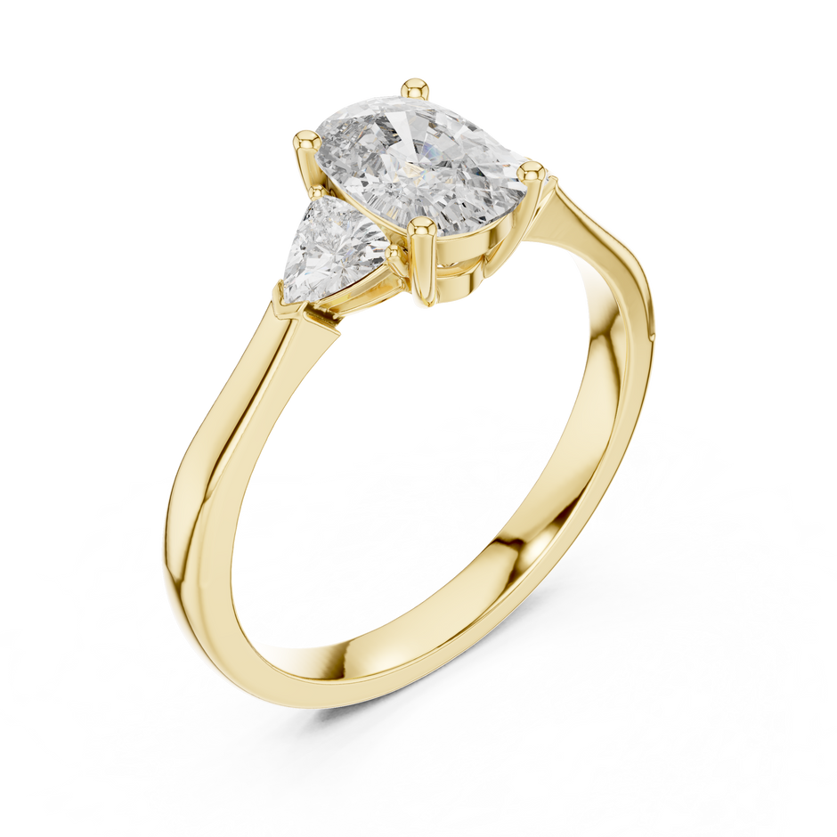 1.00 Ct Cushion-Trillion Cut Three-Stone Lab Grown Diamond Solitaire Ring