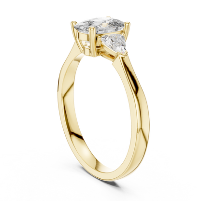 1.00 Ct Cushion-Trillion Cut Three-Stone Lab Grown Diamond Solitaire Ring