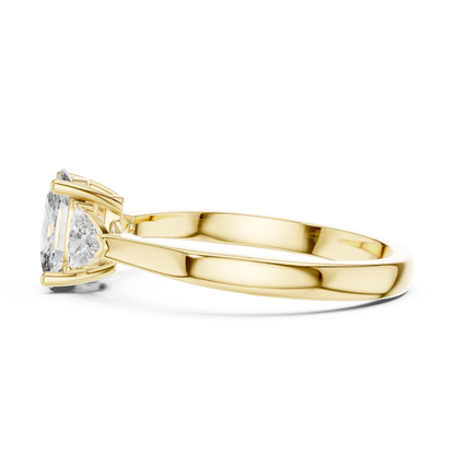 1.00 Ct Cushion-Trillion Cut Three-Stone Lab Grown Diamond Solitaire Ring