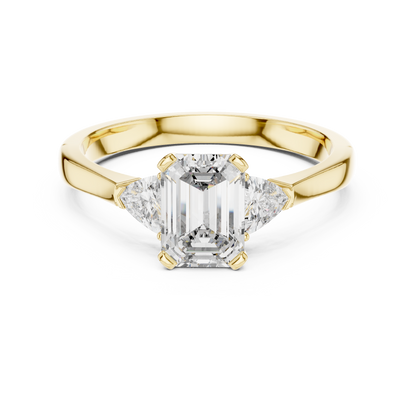 1.00 Ct Emerald-Trillion Cut Three-Stone Lab Grown Diamond Solitaire Ring