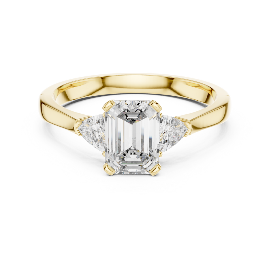 1.00 Ct Emerald-Trillion Cut Three-Stone Lab Grown Diamond Solitaire Ring