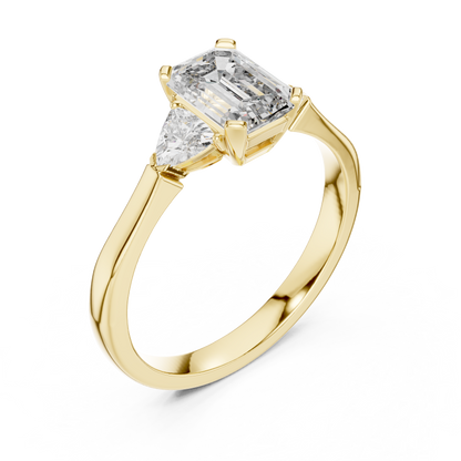 1.00 Ct Emerald-Trillion Cut Three-Stone Lab Grown Diamond Solitaire Ring