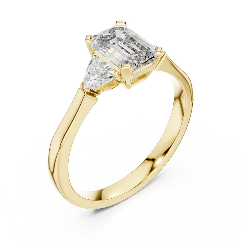 1.00 Ct Emerald-Trillion Cut Three-Stone Lab Grown Diamond Solitaire Ring