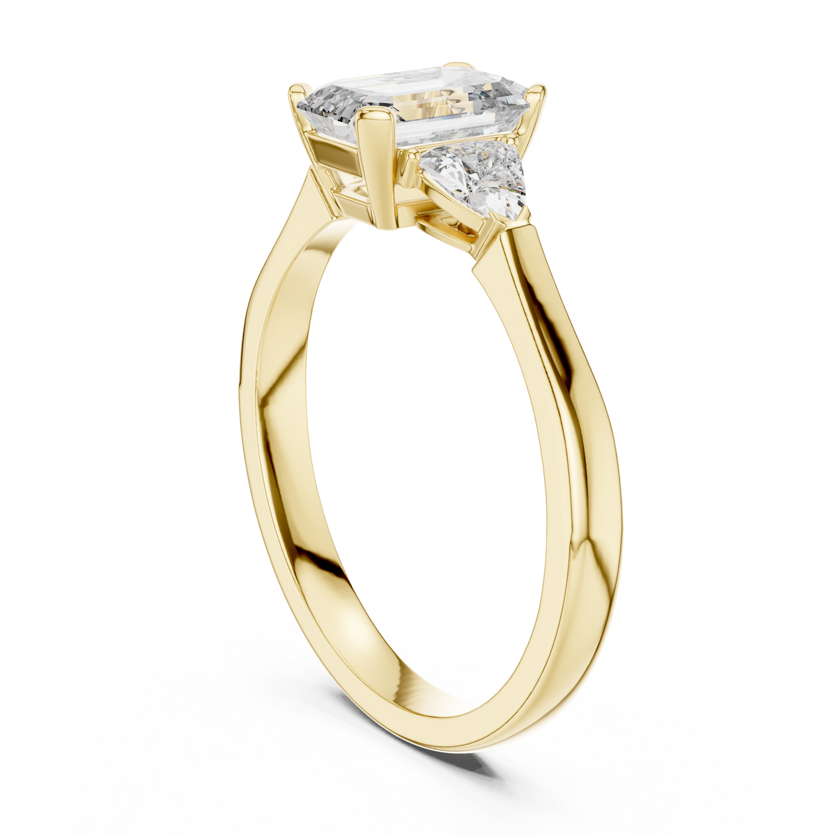 1.00 Ct Emerald-Trillion Cut Three-Stone Lab Grown Diamond Solitaire Ring