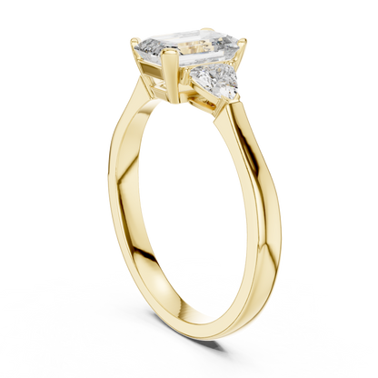 1.00 Ct Emerald-Trillion Cut Three-Stone Lab Grown Diamond Solitaire Ring