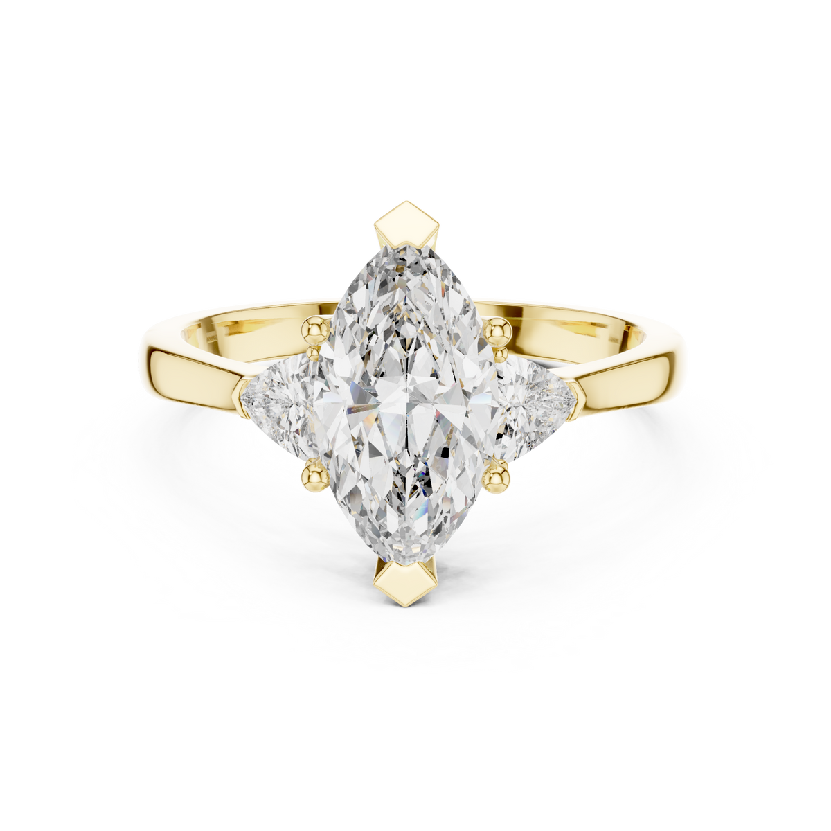 1.00 Ct Marquise-Trillion Cut Three-Stone Lab Grown Diamond Solitaire Ring