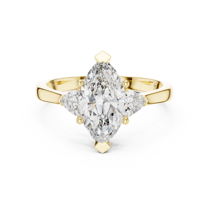 1.00 Ct Marquise-Trillion Cut Three-Stone Lab Grown Diamond Solitaire Ring