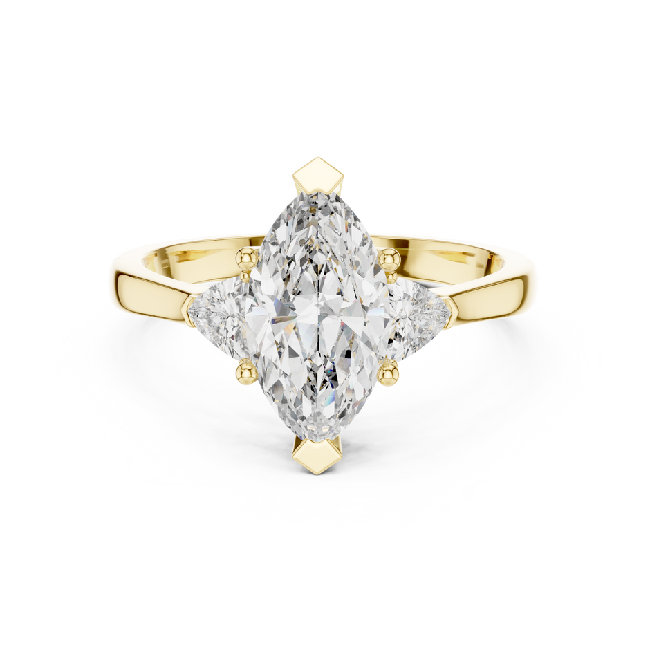 1.00 Ct Marquise-Trillion Cut Three-Stone Lab Grown Diamond Solitaire Ring