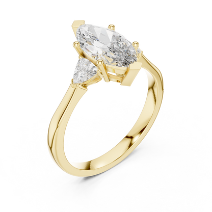 1.00 Ct Marquise-Trillion Cut Three-Stone Lab Grown Diamond Solitaire Ring