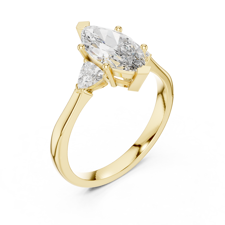 1.00 Ct Marquise-Trillion Cut Three-Stone Lab Grown Diamond Solitaire Ring