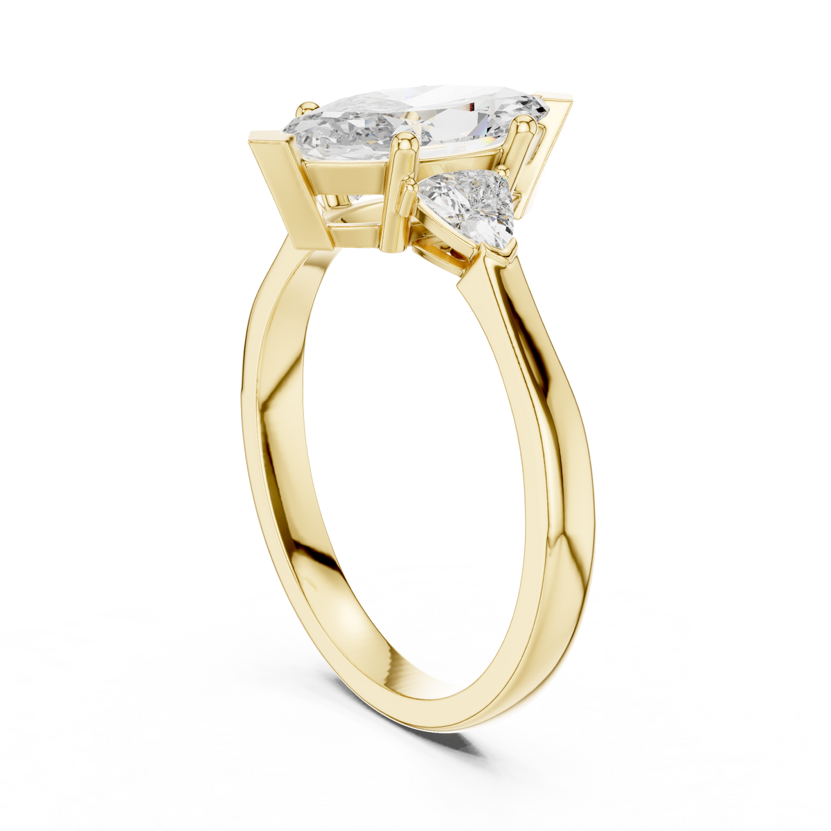 1.00 Ct Marquise-Trillion Cut Three-Stone Lab Grown Diamond Solitaire Ring