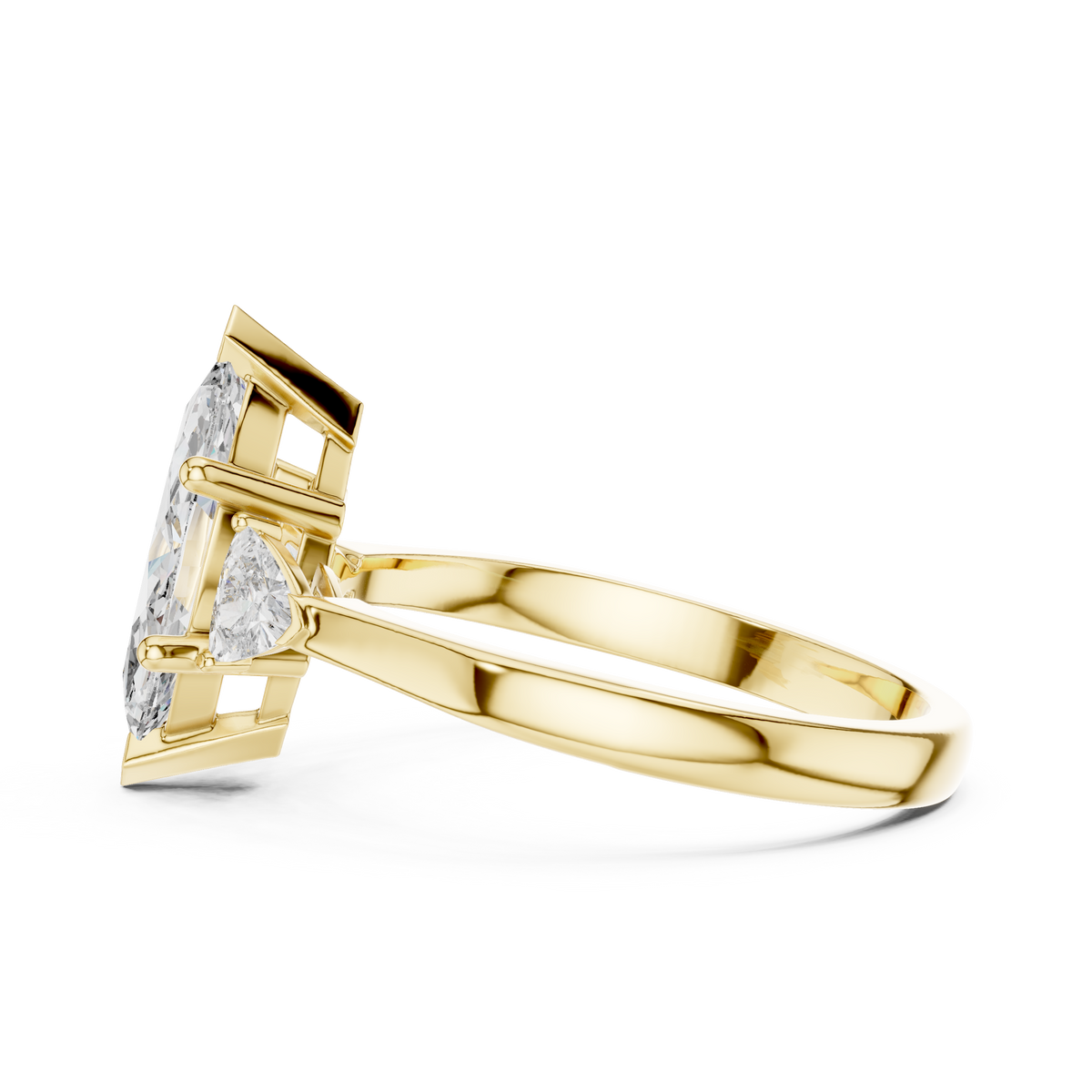 1.00 Ct Marquise-Trillion Cut Three-Stone Lab Grown Diamond Solitaire Ring