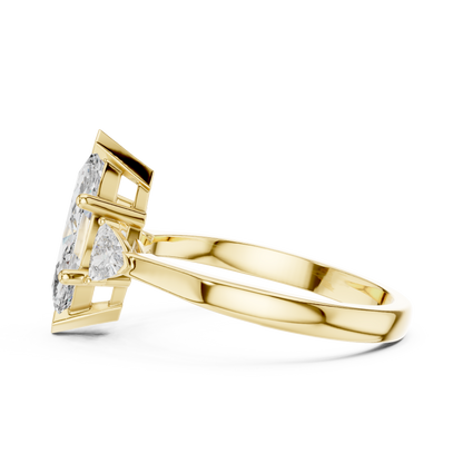 1.00 Ct Marquise-Trillion Cut Three-Stone Lab Grown Diamond Solitaire Ring
