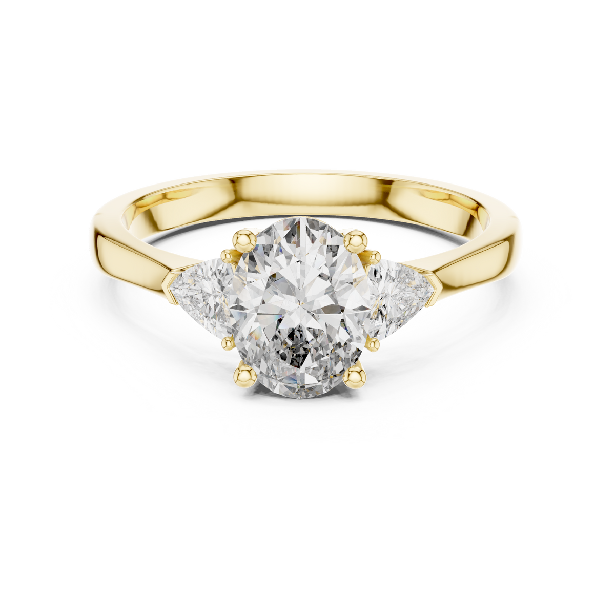 1.00 Ct Oval-Trillion Three-Stone Lab Grown Diamond Solitaire Ring