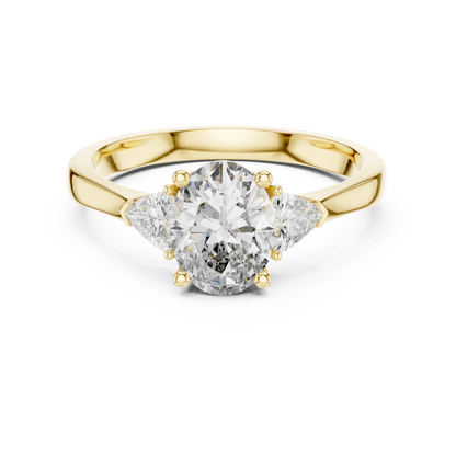 1.00 Ct Oval-Trillion Three-Stone Lab Grown Diamond Solitaire Ring