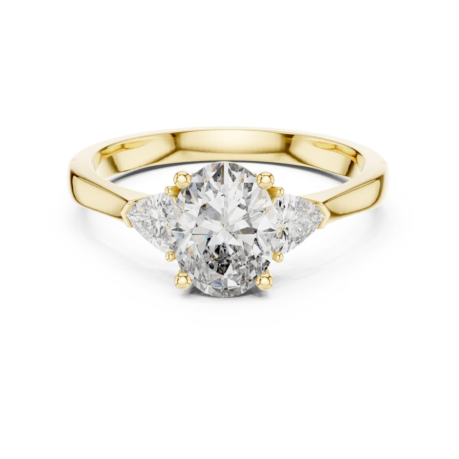 1.00 Ct Oval-Trillion Three-Stone Lab Grown Diamond Solitaire Ring