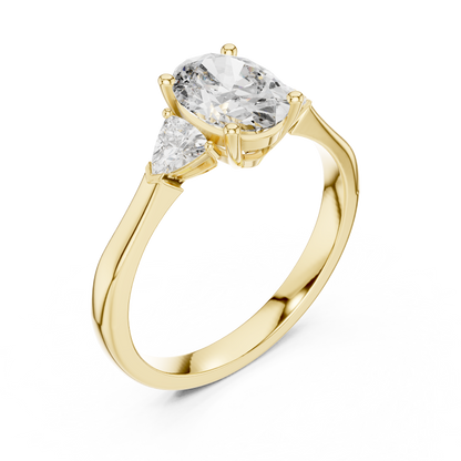 1.00 Ct Oval-Trillion Three-Stone Lab Grown Diamond Solitaire Ring