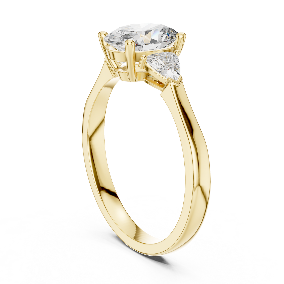 1.00 Ct Oval-Trillion Three-Stone Lab Grown Diamond Solitaire Ring