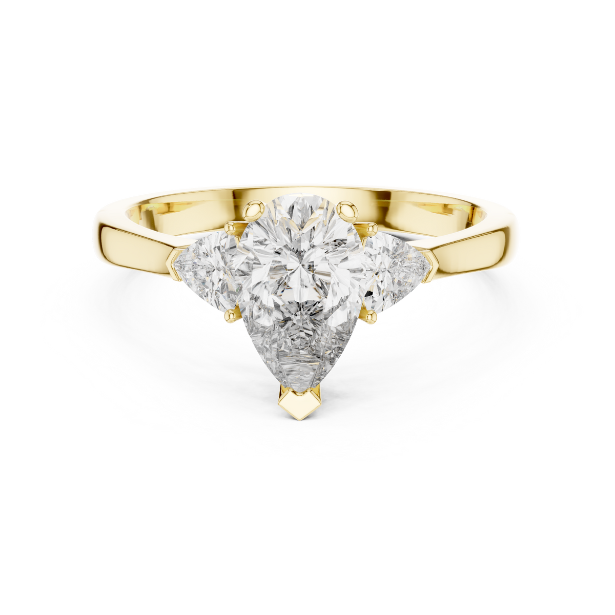 1.00 Ct Pear-Trillion Cut Three-Stone Lab Grown Diamond Ring