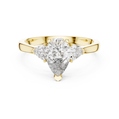 1.00 Ct Pear-Trillion Cut Three-Stone Lab Grown Diamond Ring