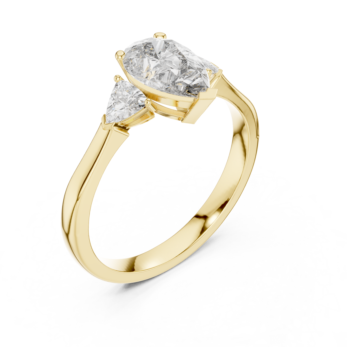 1.00 Ct Pear-Trillion Cut Three-Stone Lab Grown Diamond Ring