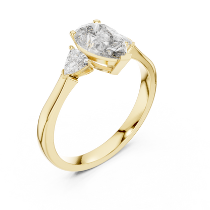 1.00 Ct Pear-Trillion Cut Three-Stone Lab Grown Diamond Ring