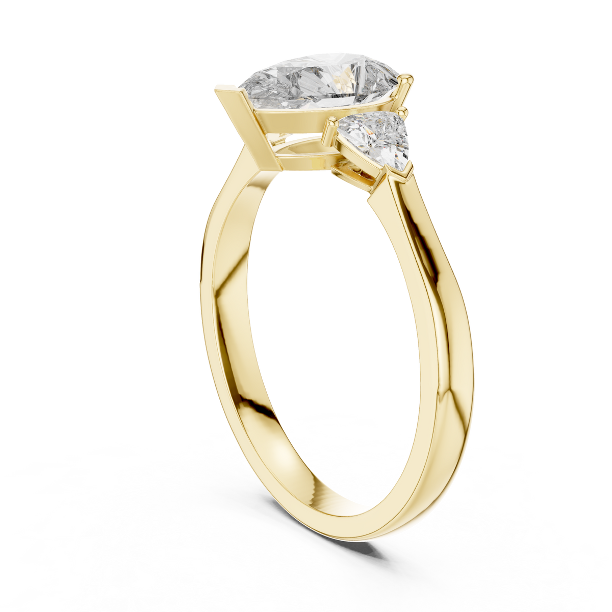 1.00 Ct Pear-Trillion Cut Three-Stone Lab Grown Diamond Ring