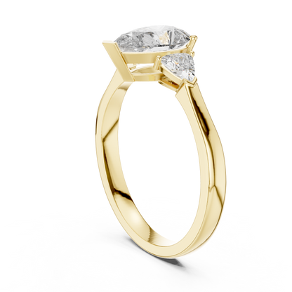 1.00 Ct Pear-Trillion Cut Three-Stone Lab Grown Diamond Ring