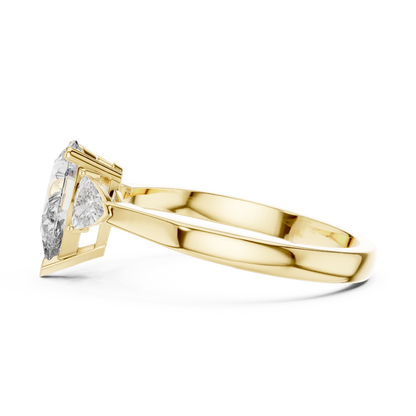 1.00 Ct Pear-Trillion Cut Three-Stone Lab Grown Diamond Ring