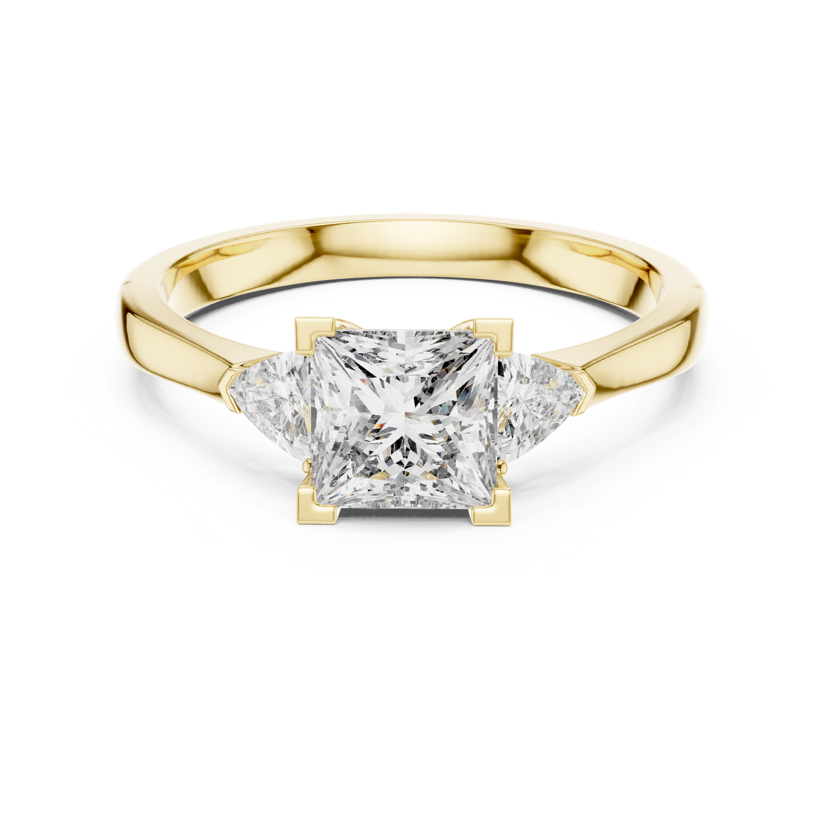 1.00 Ct Princess-Trillion Cut Three-Stone Lab Grown Diamond Solitaire Ring