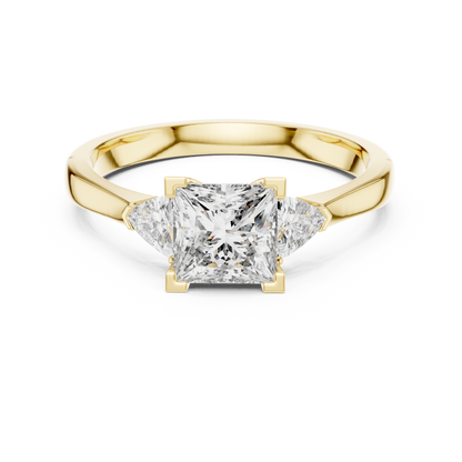 1.00 Ct Princess-Trillion Cut Three-Stone Lab Grown Diamond Solitaire Ring