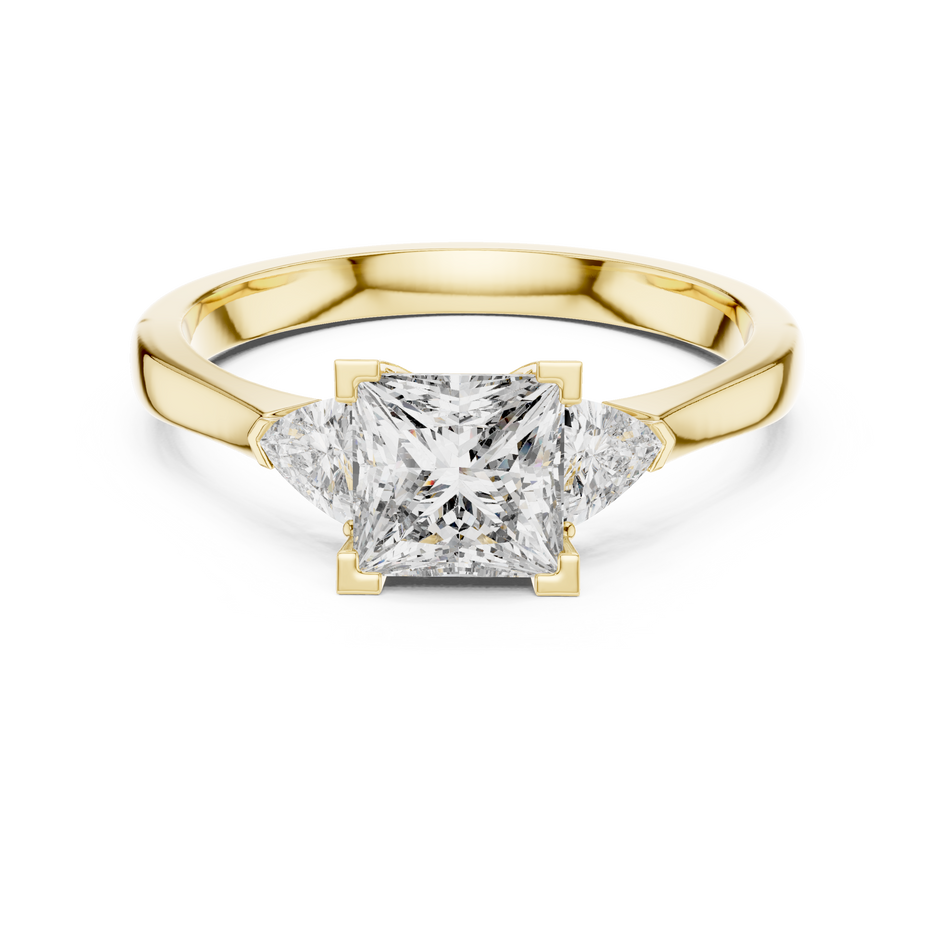 1.00 Ct Princess-Trillion Cut Three-Stone Lab Grown Diamond Solitaire Ring
