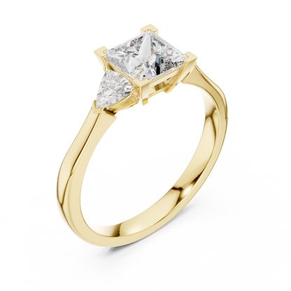 1.00 Ct Princess-Trillion Cut Three-Stone Lab Grown Diamond Solitaire Ring