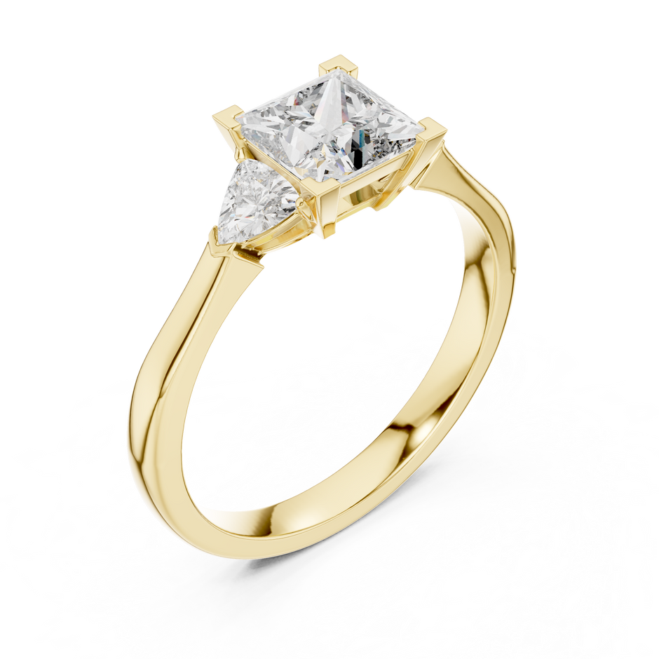 1.00 Ct Princess-Trillion Cut Three-Stone Lab Grown Diamond Solitaire Ring