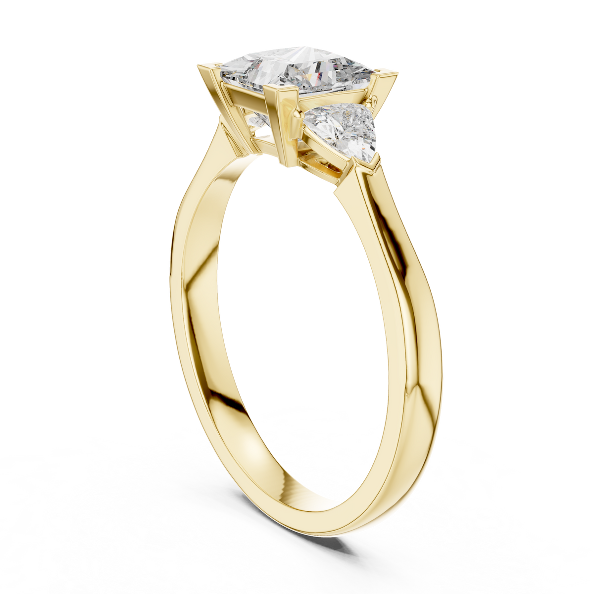 1.00 Ct Princess-Trillion Cut Three-Stone Lab Grown Diamond Solitaire Ring