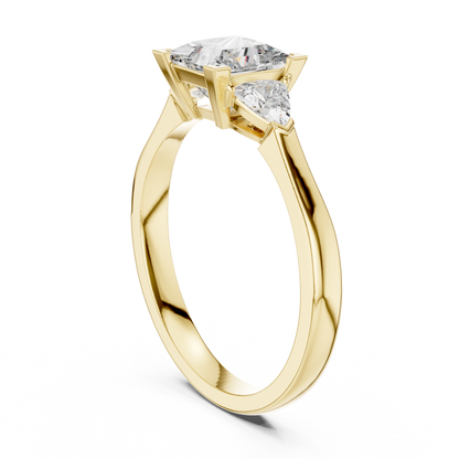 1.00 Ct Princess-Trillion Cut Three-Stone Lab Grown Diamond Solitaire Ring