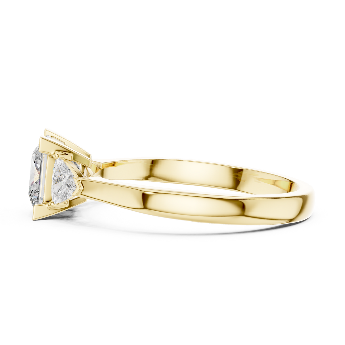1.00 Ct Princess-Trillion Cut Three-Stone Lab Grown Diamond Solitaire Ring