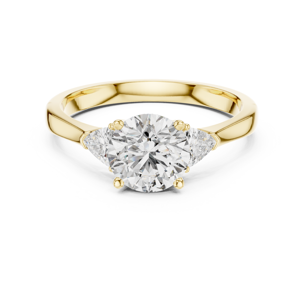 1.00 Ct Round-Trillion Cut Three-Stone Lab Grown Diamond Solitaire Ring