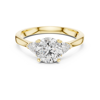 1.00 Ct Round-Trillion Cut Three-Stone Lab Grown Diamond Solitaire Ring